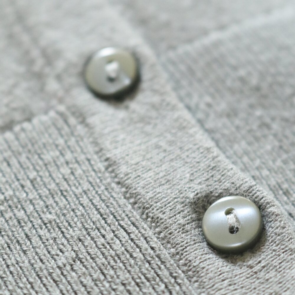 Loft | Soft Sage Green Grey Lightweight Button Front Crewneck Cardigan Sweater - Picture 4 of 13